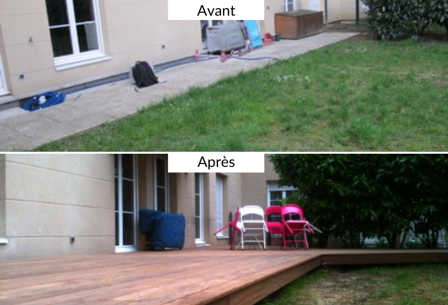 photo avant après de la terrasse en bois numéro 104