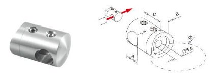 Support traversant pour tube inox de 12 mm