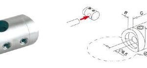 Support extrémité gauche pour fixation directe du tube inox de 12 mm