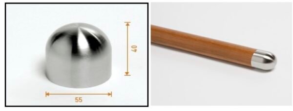 Bouchon demi-sphérique à fixer en bout de main courante en bois