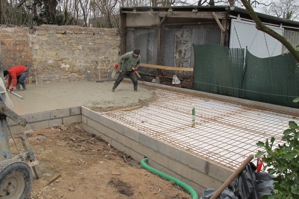 Création d'une dalle béton